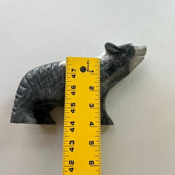 Hand Carved Gray ONYX Stone Bear Figurine Vintage Animal 8" - Picture 8 of 11